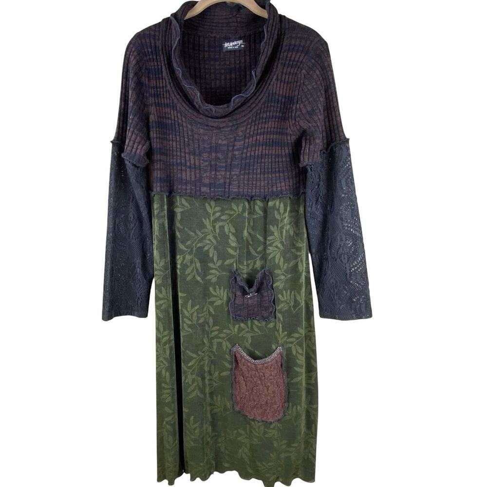 Lee Andersen Art To Wear Dress Size XS One Of A Kind Gritty Boho Upcycled